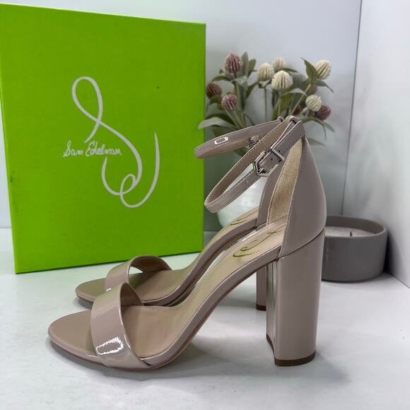 Sam Edelman Yaro Ankle Strap Block Heel Sandal Buckle Chai Latte Women 9.5 Wide - Picture 3 of 11